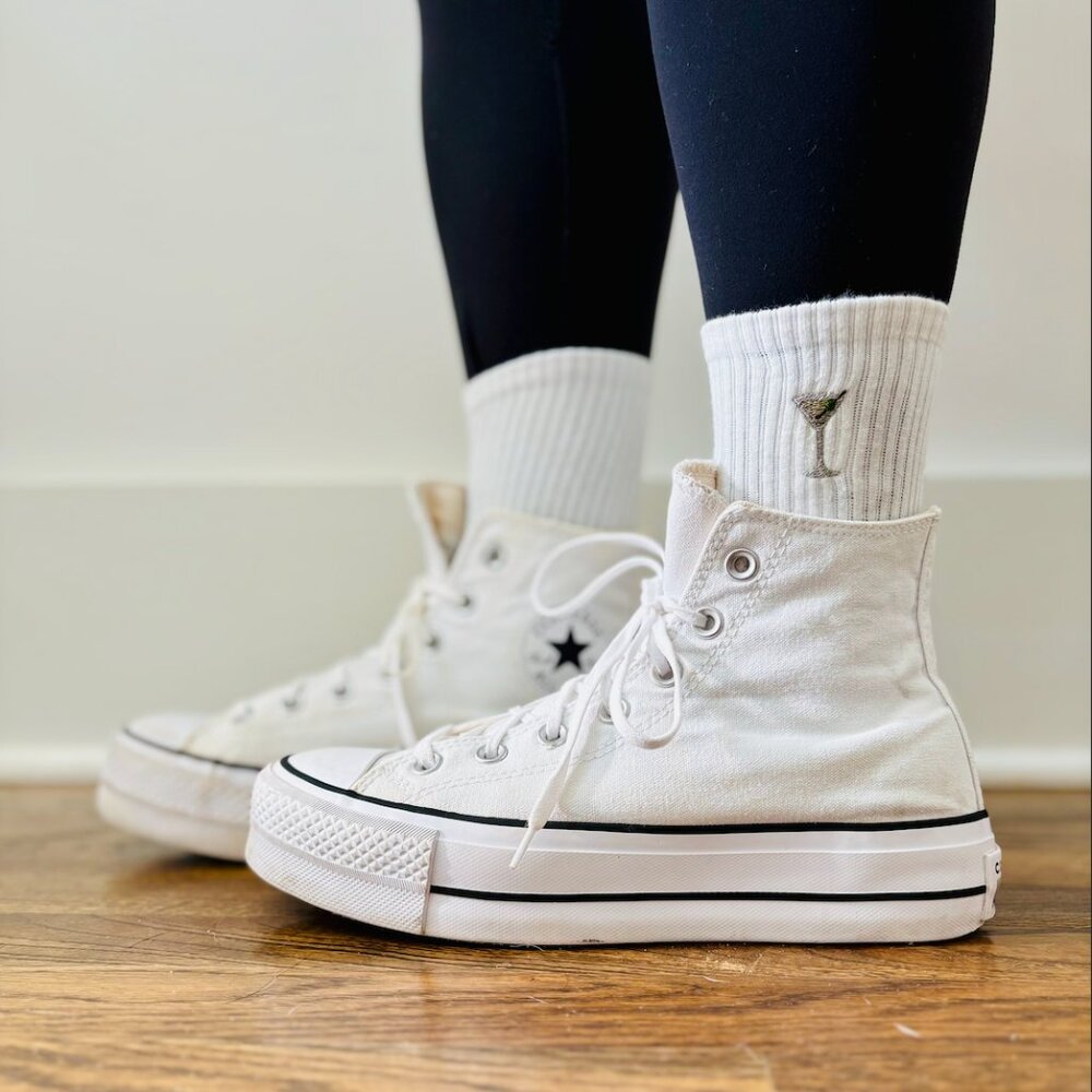 Everyday Crew Socks - Dirty Martini Embroidered